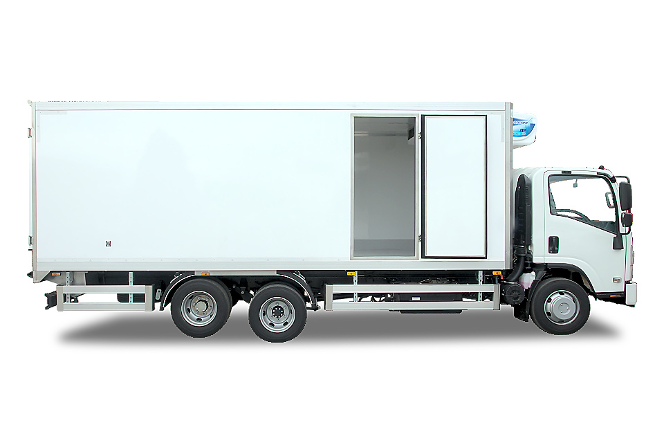 Isuzu refrigerated back and side loader FRP / GRP truck body